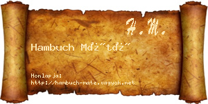 Hambuch Máté névjegykártya