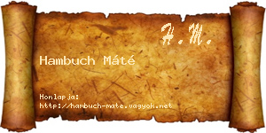 Hambuch Máté névjegykártya